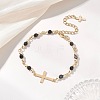 304 Stainless Steel Tiny Cross Link Bracelets BJEW-JB13244-03-1