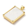 Brass Pave Shell Pendants KK-D042-02C-G-2