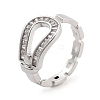 Rack Plating Brass Clear Cubic Zirconia Belt Shape Open Cuff Rings for Women KK-S371-06P-1