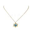4Pcs 4 Styles Natural Amethyst & Heated Citrine & Apatite & Dyed Green Jade Copper Wire Wrapped Hexagram Pendant Brass Cable Chain Necklaces for Women NJEW-TA00258-3