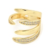 Brass Micro Pave Clear Cubic Zirconia Open Cuff Rings for Women RJEW-L121-005G-2