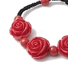 4Pcs 4 Styles Rose Flower Resin Nylon Thread Braided Bead Bracelet Sets BJEW-JB10880-4