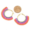 304 Stainless Steel & Bohemian Beaded Fan Hoop Earrings for Women EJEW-R001-01G-05-3