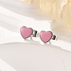 Enamel Heart Stud Earrings EJEW-B009-12P-5