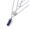 Bullet Natural Lapis Lazuli Pendant Tiered Necklaces NJEW-JN02457-03-2