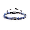 Natural Blue Spot Jasper Round Braided Bead Bracelets for Women Men PM4065-3-1