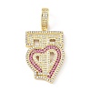 Brass Micro Pave Clear Cubic Zirconia Pendants KK-B141-04G-02-1