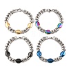 304 Stainless Steel Rhombus Cuban Link Chain Bracelets for Men Women BJEW-G766-07A-2