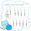 9Pcs 9 Style Acrylic Pendant Stitch Markers HJEW-NB00002-2