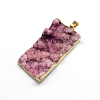 Plated Natural Druzy Agate  Rectangle Pendants G-R275-09-2