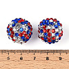Independence Day Theme Round Resin Rhinestone Beads OACR-T028-66A-3
