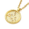 304 Stainless Steel Cubic Zirconia Constellation Flat Round Pendants STAS-S145-01G-2