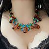 Alloy & Glass Teardrop Beaded Bib Necklaces for Women FS-WGD1103-01-4