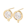 Brass Micro Pave Clear Cubic Zirconia Stud Earring Findings KK-Z133-01G-02-1