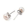 Natural Pearl Round Bead Stud Earrings EJEW-E298-01B-01P-2