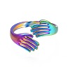 304 Stainless Steel Hug Hand Cuff Ring RJEW-N038-052-2
