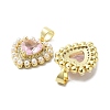 Rack Plating Heart Brass Micro Pave Cubic Zirconia Pendants X-KK-E102-29G-2