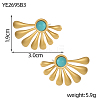 Natural & Synthetic Mixed Stone Fan Stud Earrings EJEW-OY011-81G-4