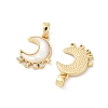 Natural White Shell Moon Pendants KK-U043-23G-02-2