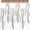 12Pcs 6 Styles Tibetan Style Alloy Bookmark Findings with Holes FIND-SC0008-99-2