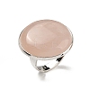 Natural Rose Quartz Round Adjustable Rings RJEW-K371-09S-31-2