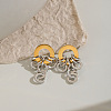 Two Tone 304 Stainless Steel Stud Dangle Earrings for Women DN8628-3