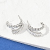 Twist Brass Micro Pave Cubic Zirconia Stud Earrings EJEW-M082-16P-02-5