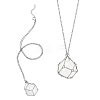 2Pcs Brass Macrame Pouch Natural Quartz Crystal Round Inside Pendant Necklaces NJEW-PH01599-1