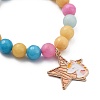 Round Natural White Jade Beaded Stretch Charm Bracelets Sets BJEW-JB05428-6