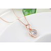 Rose Real 18K Gold Plated Eco-Friendly Alloy Czech Rhinestone Heart Pendant Necklaces NJEW-AA00068-43RG-3