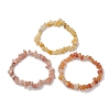 3Pcs Natural Red Aventurine & Natural Sunstone & Natural Topaz Jade Chip Beaded Stretch Bracelet Sets BJEW-JB10867-4