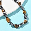Natural  Tiger Eye
 & Non-magnetic Synthetic Hematite Beaded Braided Bead Bracelets for Men Women BJEW-Z148-08P-04-4