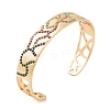Brass Pave Colorful Cubic Zirconia Hollow Open Cuff Bangles for Women BJEW-S147-09G-A-1