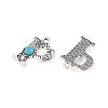 Synthetic Turquoise & Alloy Pendants PALLOY-H146-01AS-P-2