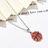 Zinc Alloy Hyacinth Rhinestone Sport Ball Pendant Cable Chain Necklaces NJEW-U024-01P-03-2