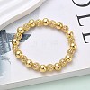 Brass Round Beaded Stretch Bracelets for Women BJEW-B148-04B-G-1
