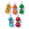 Mixed Color Glass Round Beaded Pendant PALLOY-JF02271-01-1