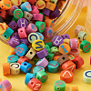 Handmade Polymer Clay Flat Round with Capital Letter Beads CLAY-CW0001-01-6