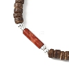 Coconut and Natural & Synthetic Mixed Gemstone Beads Stretch Bracelets BJEW-JB12674-4