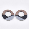 Tri-color Resin & Walnut Wood Pendants X-RESI-S358-74A-2