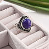 Natural Banded Agate Adjustable Rings G-P560-03AS-09-3