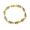 Brass Enamel Turquoise Sea Horse Link Chain Bracelets BJEW-C118-03G-5