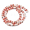 Handmade Flower Printed Porcelain Ceramic Beads Strands PORC-M005-6mm-06-4