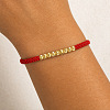 Adjustable Brass Corrugated Round Braided Bead Bracelets for Men Women UH2717-1-1