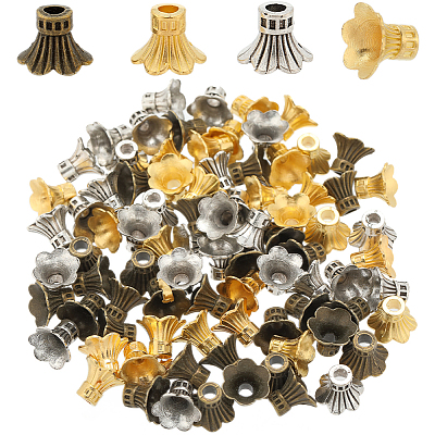 90Pcs 3 Color Alloy Bead Caps FIND-SC0005-94-1