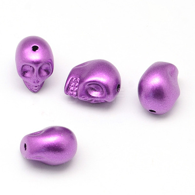 Matte Spray Painted Skull Acrylic Beads X-ACRP-Q017-02-1