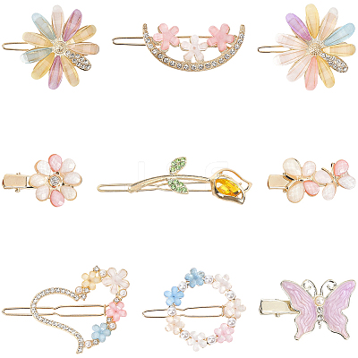 4 Bags 2 Styles Alloy & Resin Clip Hair Barrettes PHAR-SC0001-005-1