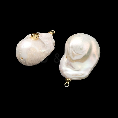 Brass & Pearl Micro Pave Cubic Zirconia Pendants KK-H259-13B-G01-1