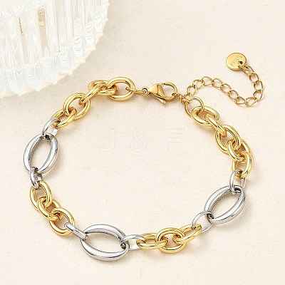 304 Stainless Steel Figaro Chain Bracelets for Women BJEW-A169-09GP-1