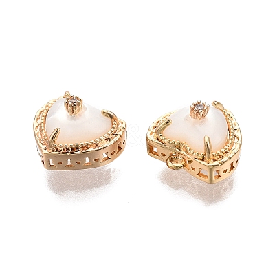 Brass Micro Pave Clear Cubic Zirconia Charms KK-C005-04G-1